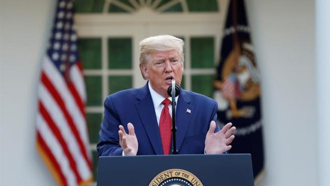 El presidente de EE UU, Donald Trump, en la Casa Blanca, durante su rueda de prensa diaria sobre la crisis del coronavirus.