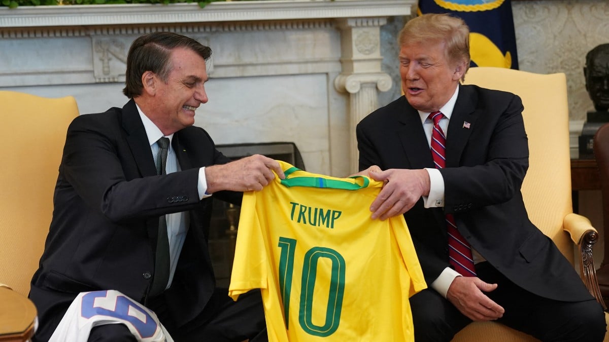 El presidente de Brasil, Jair Bolsonaro, se reúne con el expresidente de Estados Unidos Donald Trump en la Casa Blanca. REUTERS El presidente de Brasil, Jair Bolsonaro, se reúne con el expresidente de Estados Unidos Donald Trump en la Casa Blanca. REUTERS